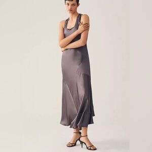 By Anthropologie Seamed Silk Midi Dress